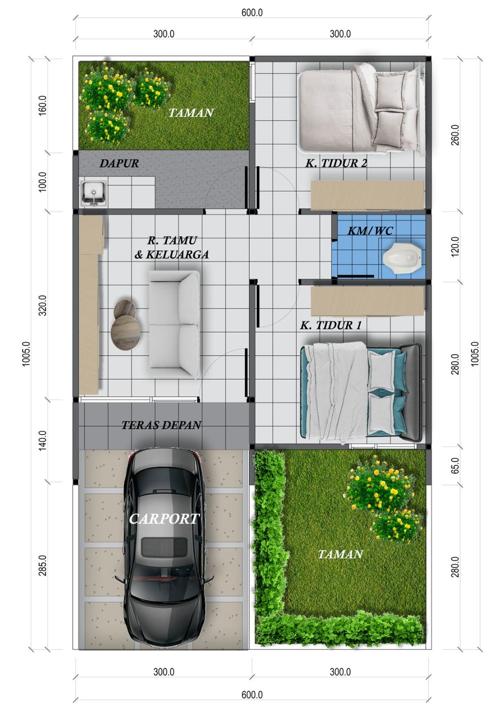 foto denah rumah tipe 34/60 m2 perumahan STAVIA HILL RESIDENCE