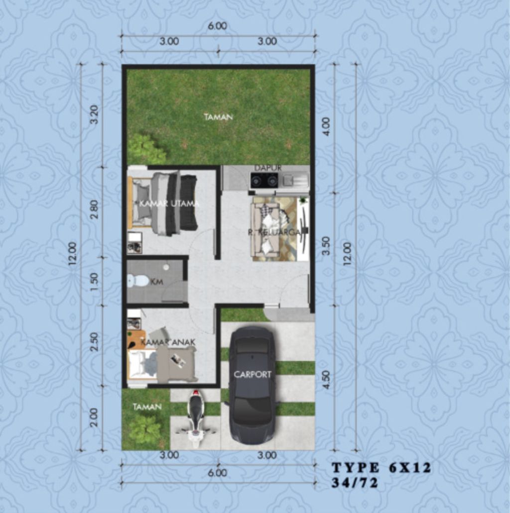 foto denah rumah tipe SCANDINAVIAN perumahan PERMANA LAND CENTONG RESIDENCE