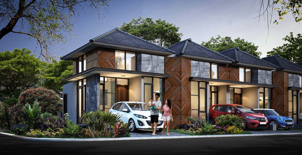 foto tampak rumah tipe Tulip Hook perumahan GOLDEN GEMILANG