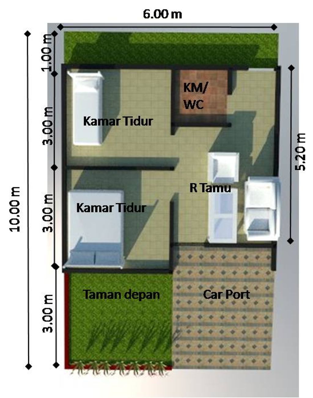 foto denah rumah tipe Subsidi 36/60 perumahan PRIMA REGENCY
