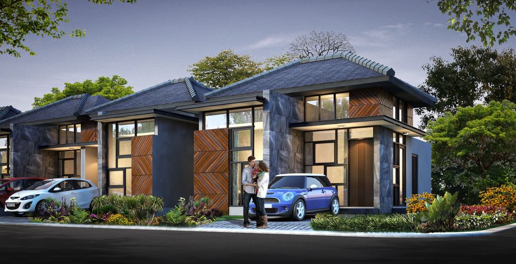 foto tampak rumah tipe Jasmine Hook perumahan GOLDEN GEMILANG