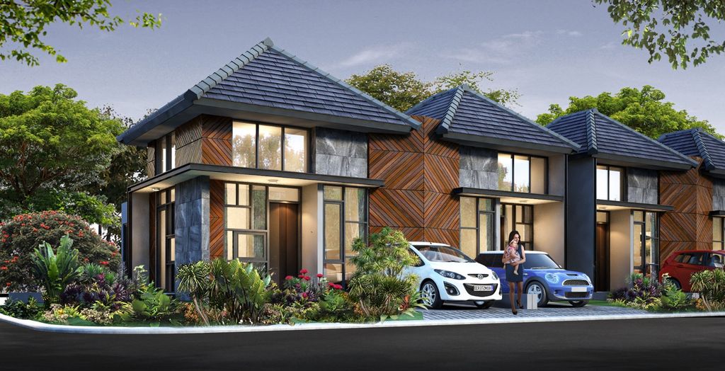 foto tampak rumah tipe Aster Hook perumahan GOLDEN GEMILANG