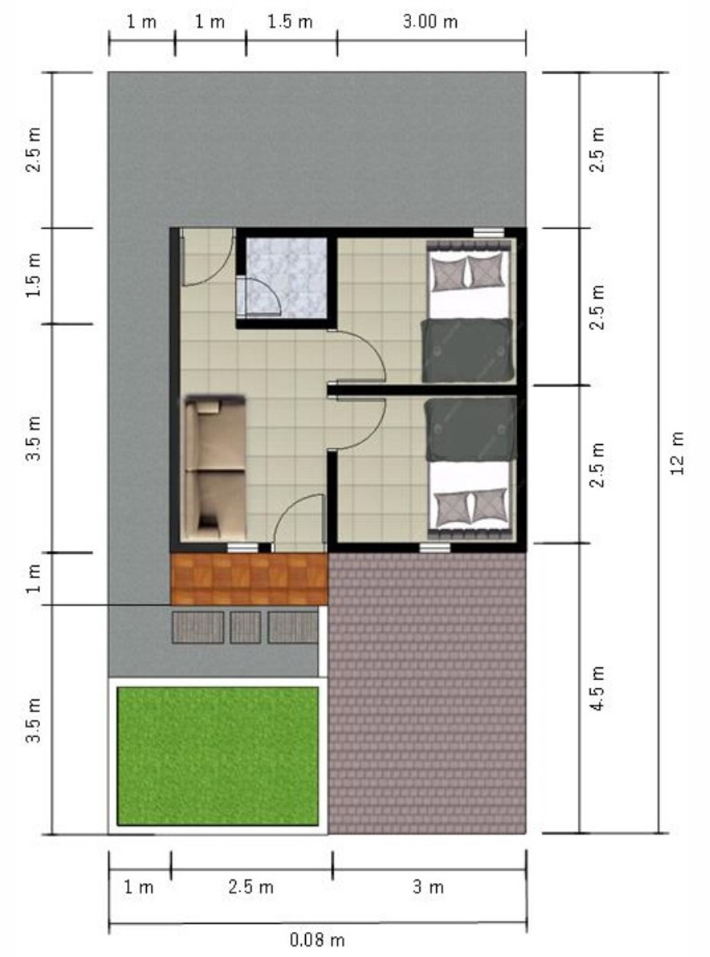 foto denah rumah tipe 30/78 perumahan MUTIARA KEKERI Tahap II