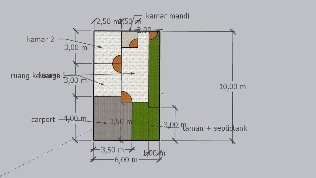 foto denah rumah tipe 30/60 perumahan KARNAEN RESIDENCE KERTAMUKTI