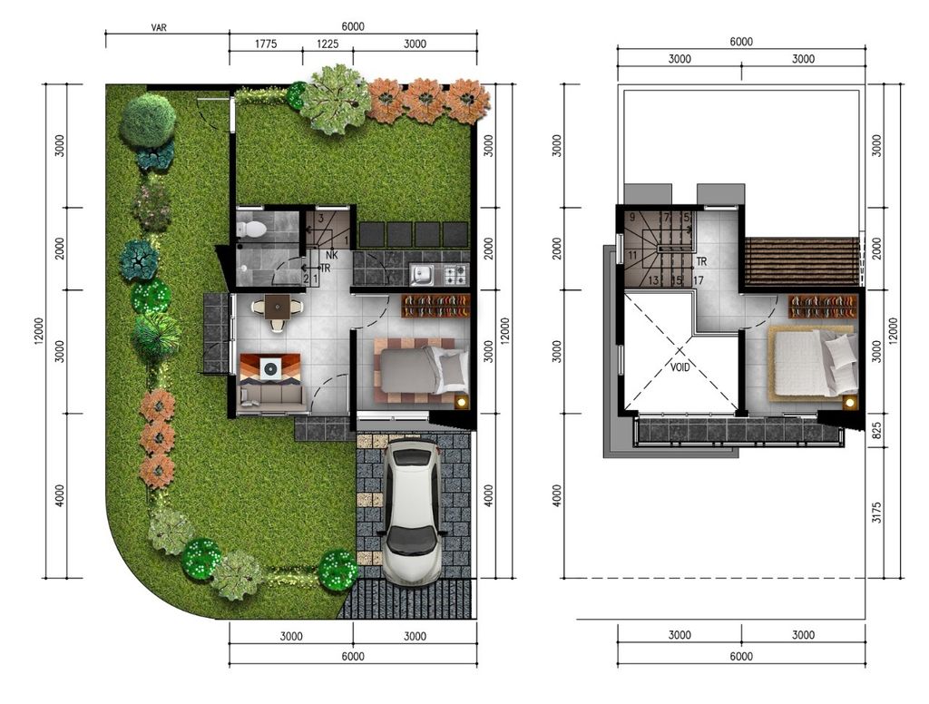 foto denah rumah tipe Sakura Hook perumahan GOLDEN GEMILANG