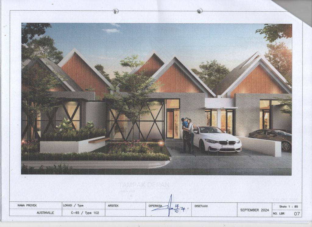 foto tampak rumah tipe T. 102 / 225 perumahan Perumahan AUSTINVILLE Tahap III