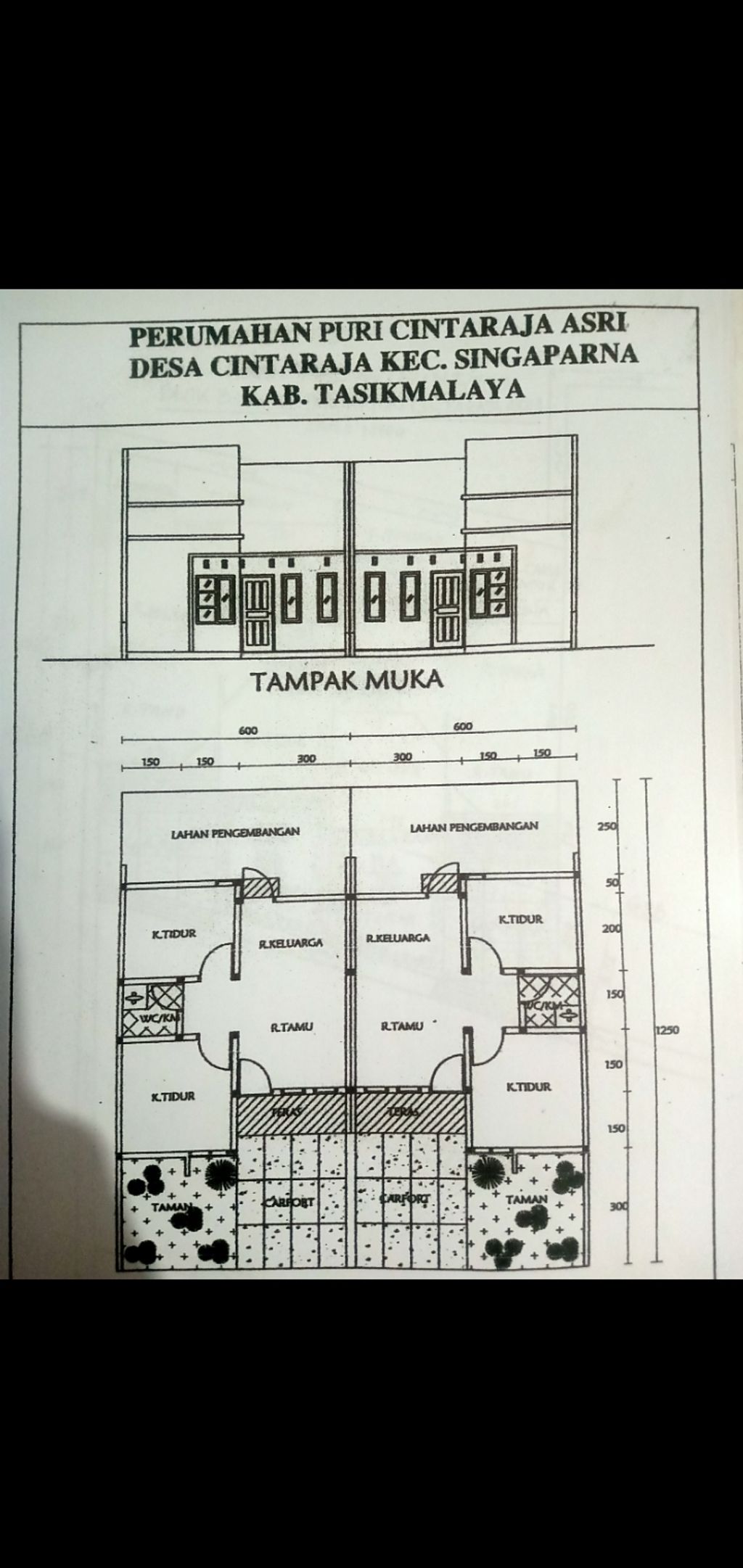 foto denah rumah tipe 36 perumahan PURI CINTARAJA ASRI TAHAP 2