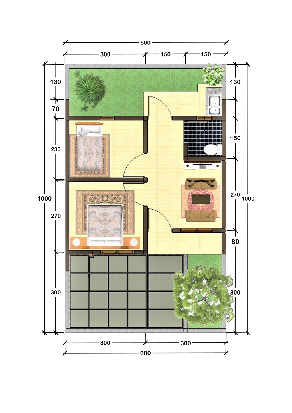 foto denah rumah tipe lily ( 290.000.000 ) perumahan KIARA GARDEN 2 (TAHAP 4)