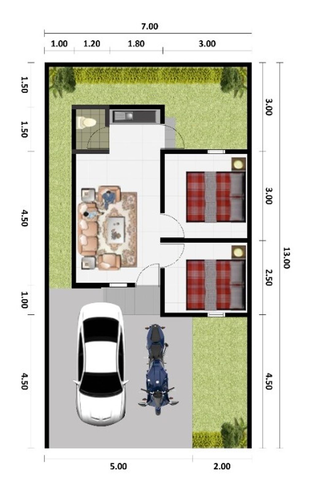 foto denah rumah tipe FLAMBOYAN perumahan GRAHA NUNA RESIDENCE