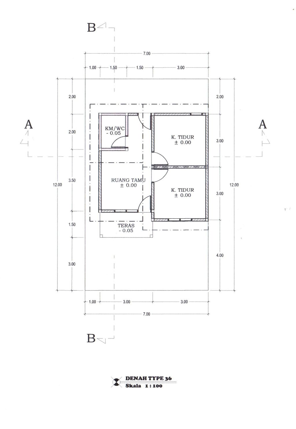 foto denah rumah tipe 36/84 (subsidi) perumahan MARLINDO RESIDENCE 2
