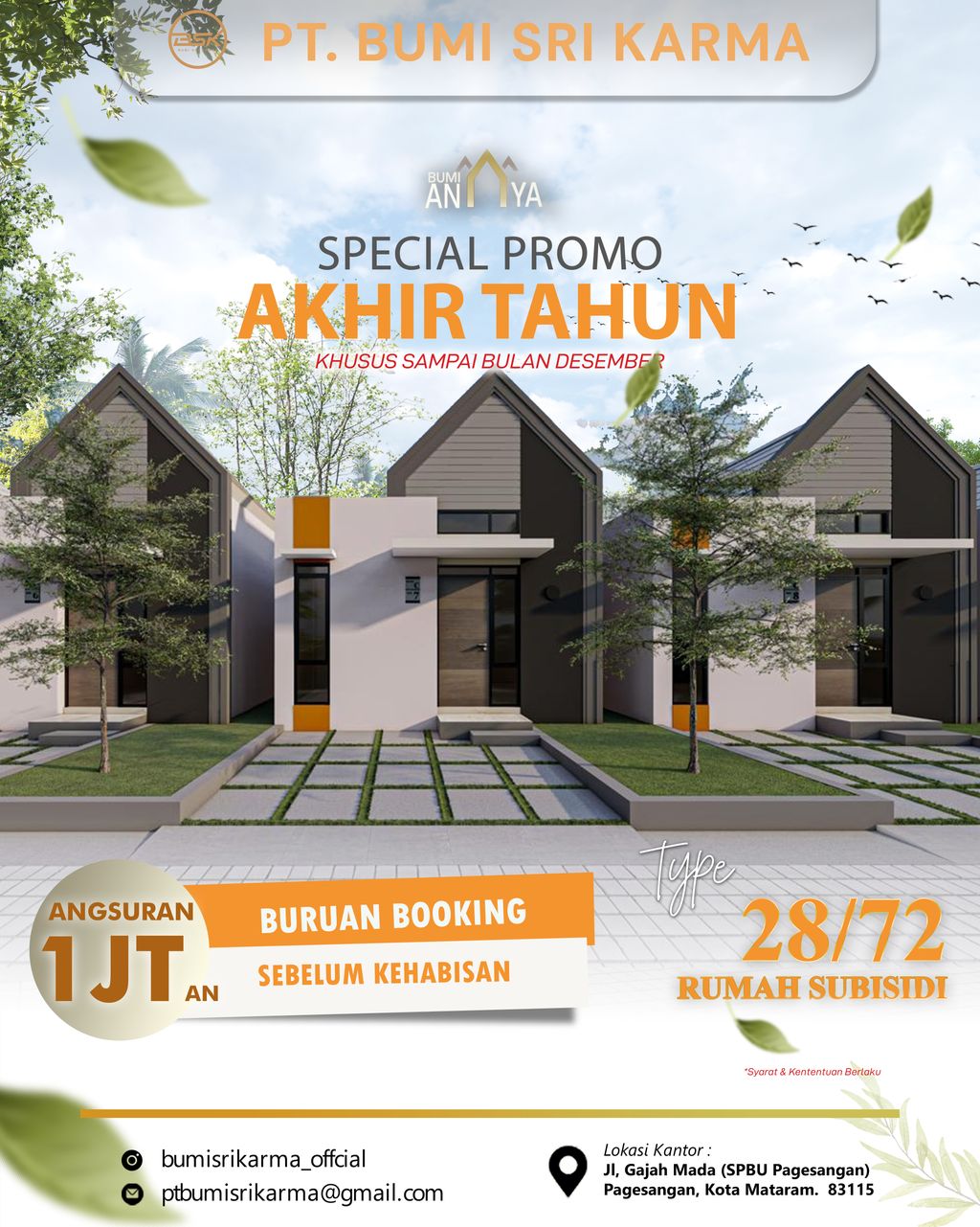 foto tampak rumah tipe 27/72 perumahan Bumi Anaya