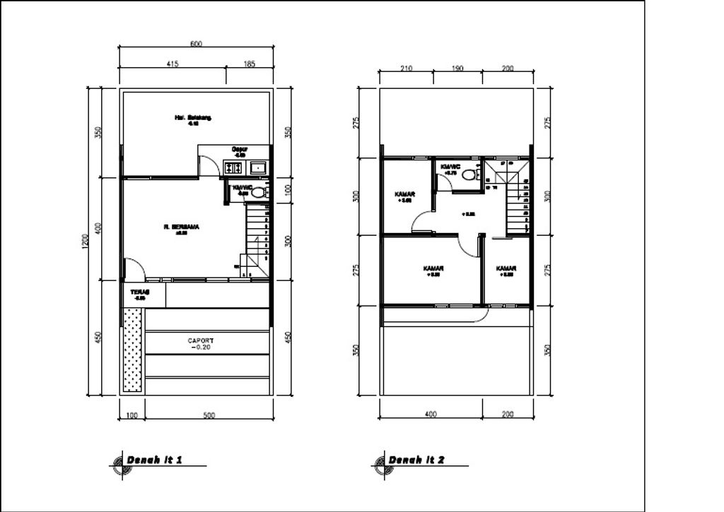 foto denah rumah tipe 60 Compact 3 Kamar HC (614) perumahan G-Land Katapang Residence 1