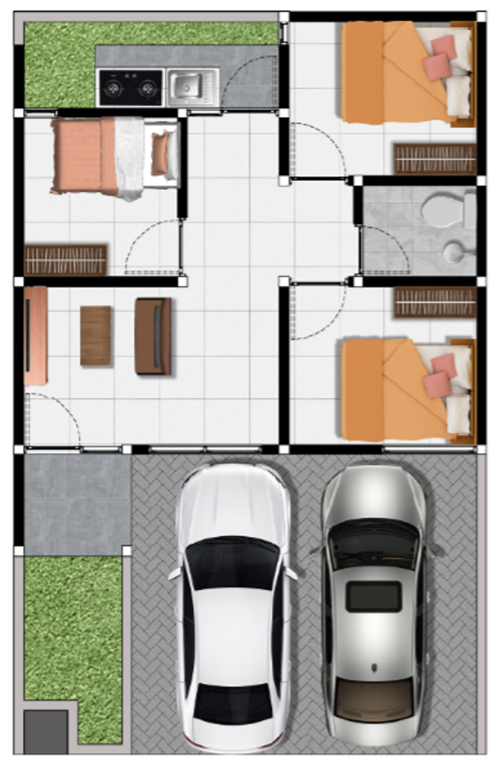 foto denah rumah tipe Blok B-25 Galan Cluster Kensington perumahan The Anvaya Juanda