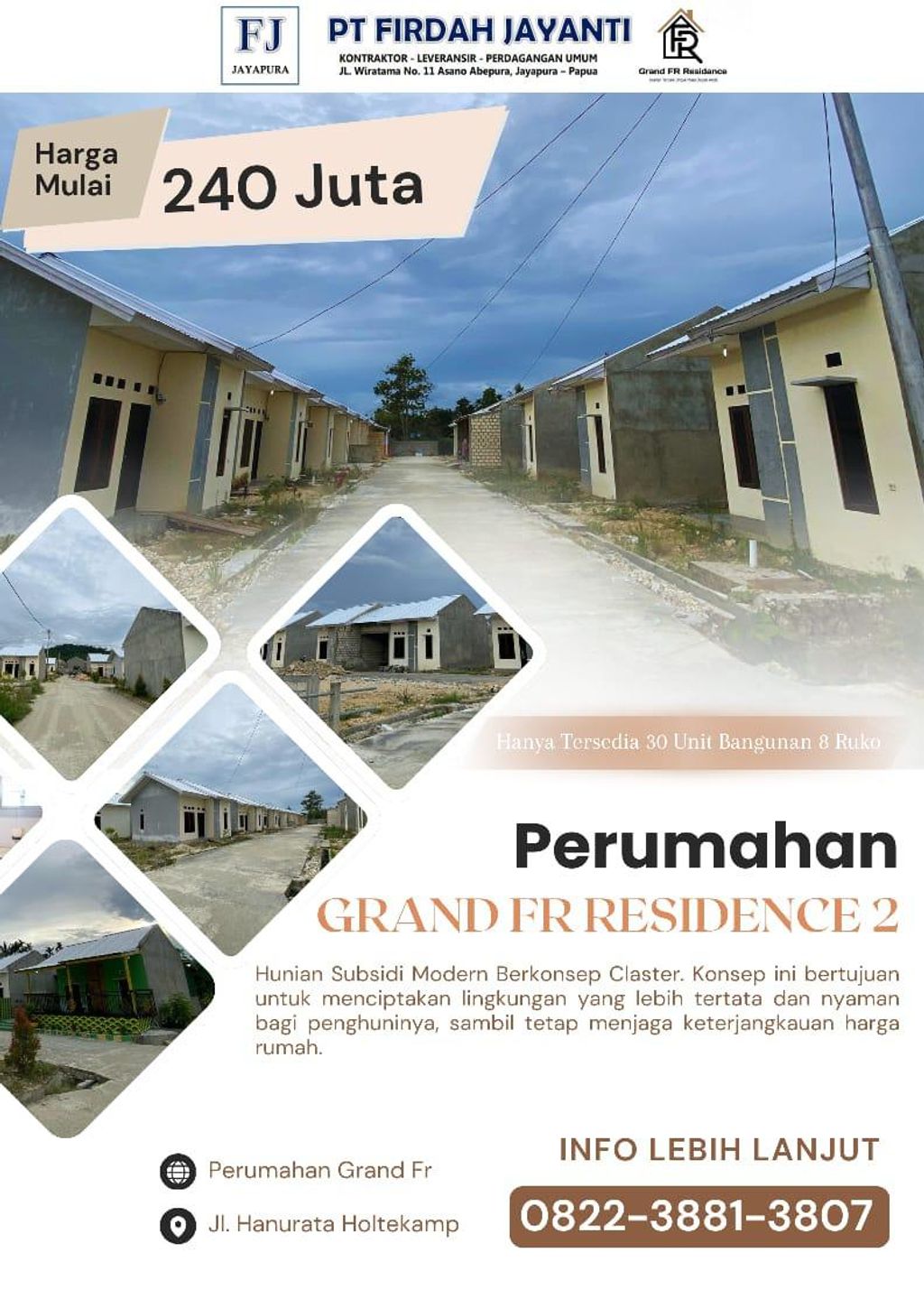 foto tampak rumah tipe 36 perumahan Grand FR Residence 2