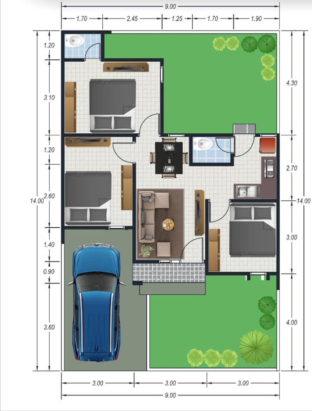 foto denah rumah tipe 60 perumahan ADAM PARKLAND