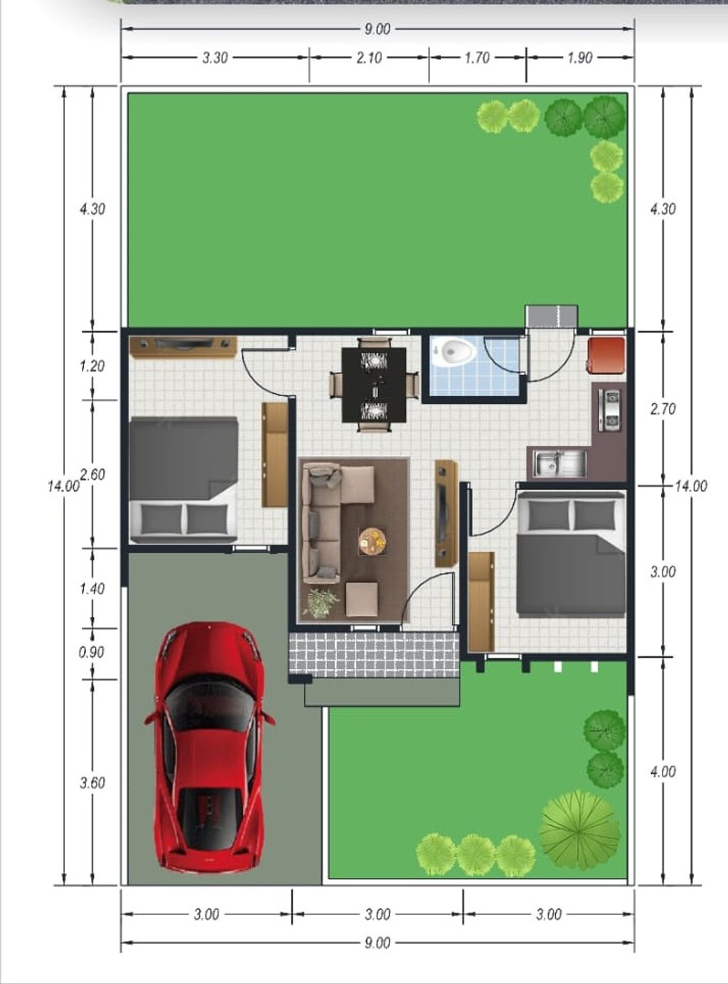 foto denah rumah tipe 45 perumahan ADAM PARKLAND