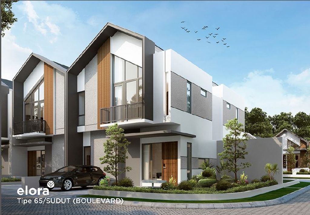 foto tampak rumah tipe ELORA 65/SUDUT-BOULEVARD perumahan CLUSTER DANISHA ELORA JIVA