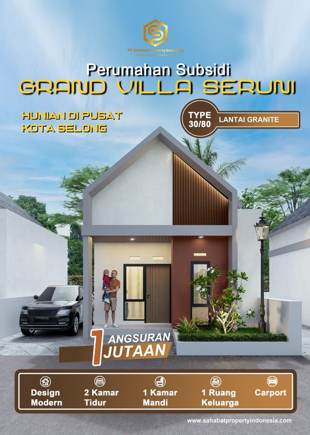 foto tampak rumah tipe 30 perumahan GRAND VILLA SERUNI