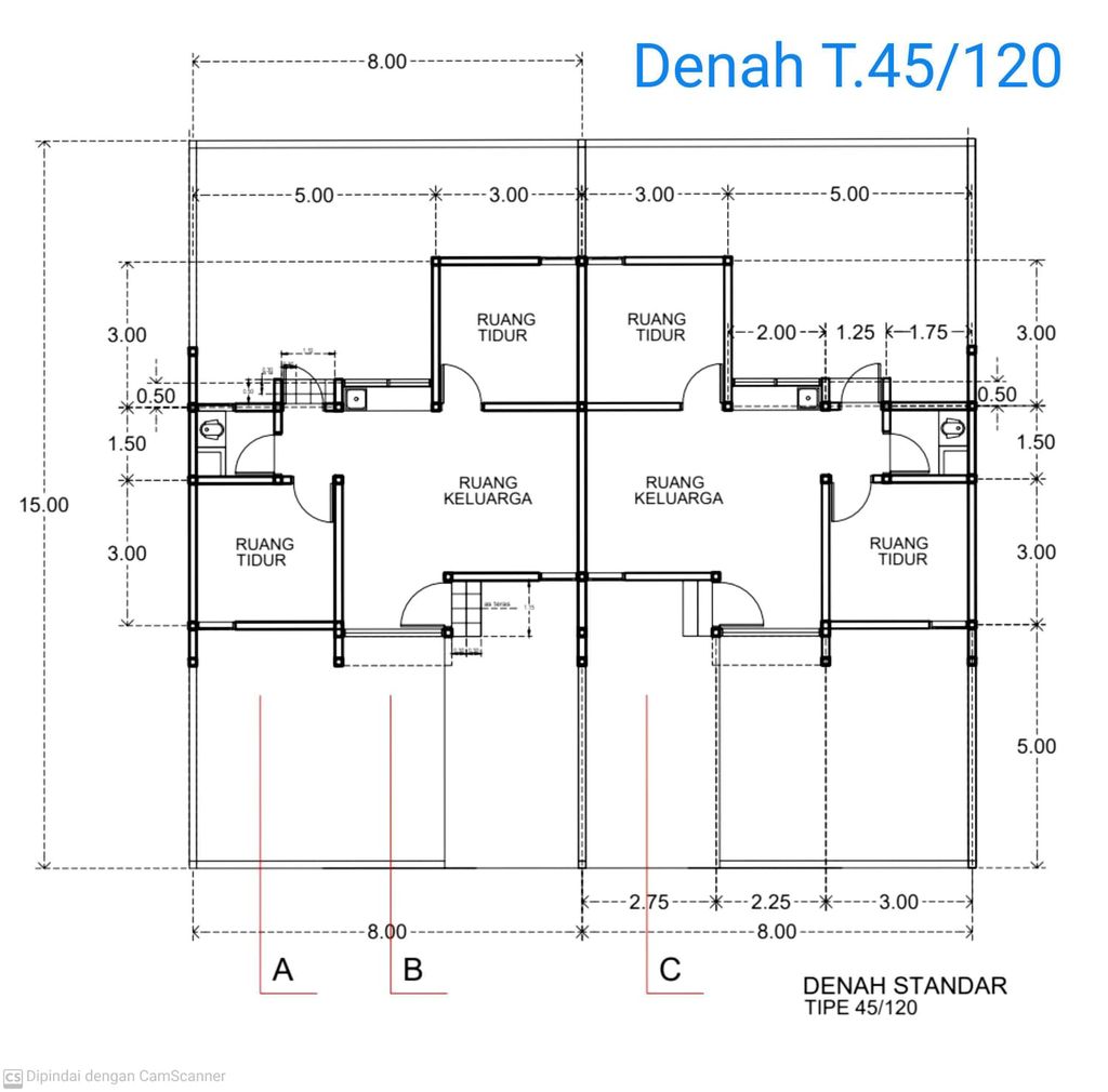 foto denah rumah tipe 45/120 perumahan BUMI CIREBON ADIPURA