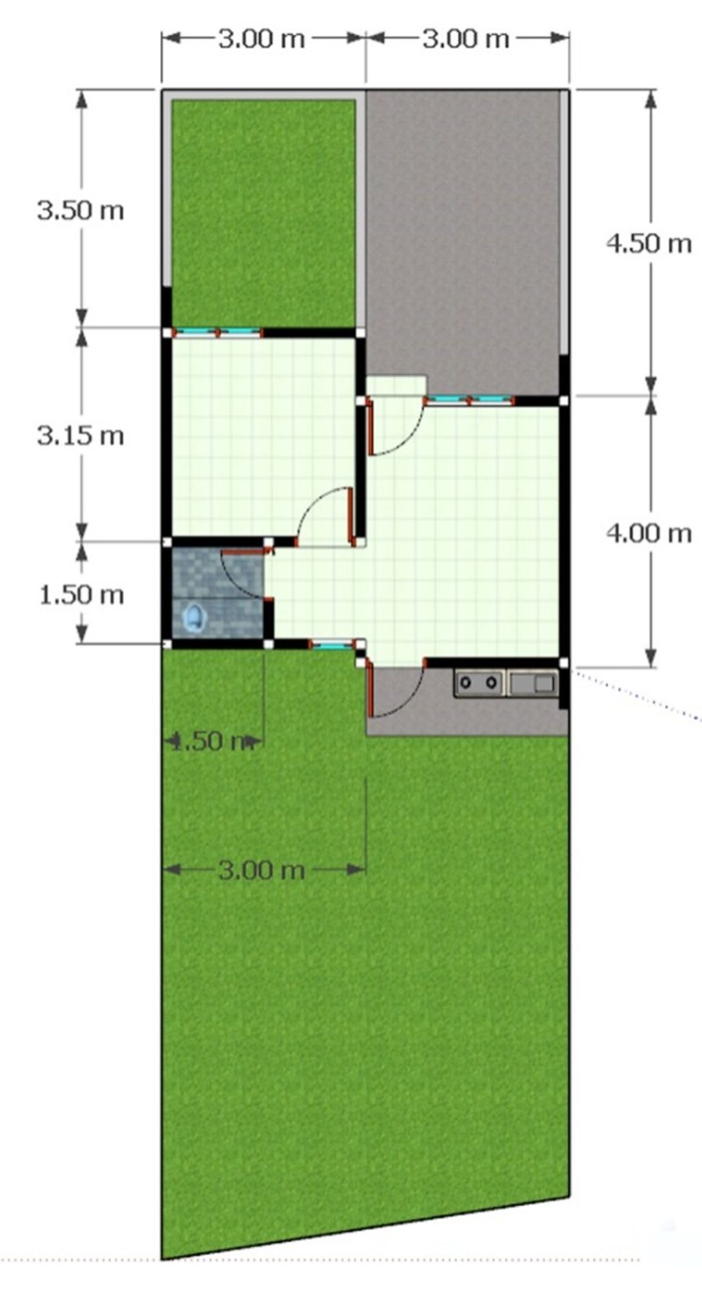 foto denah rumah tipe 26/101 (166 jt) perumahan Graha Sejahtera Gentan