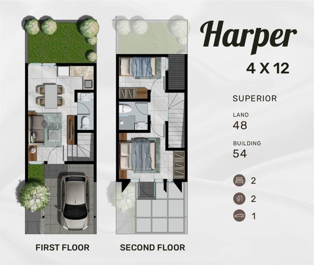 foto denah rumah tipe HARPER SUPERIOR perumahan NORTHWEST HILL CITRALAND