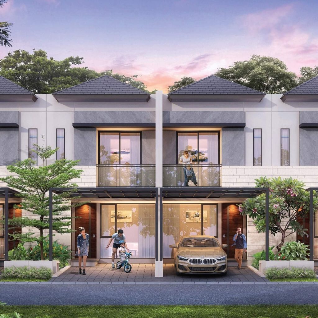 foto tampak rumah tipe Harlyn A perumahan CITRALAND THE GREENLAKE SURABAYA