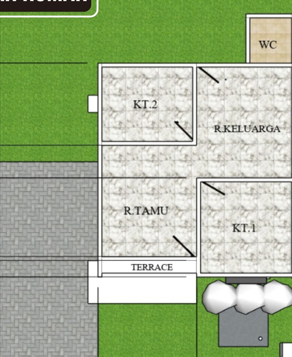 foto denah rumah tipe 36 perumahan PESONA KARANG SARI