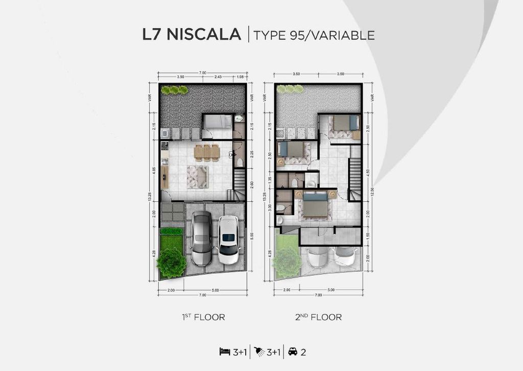foto denah rumah tipe L7 NISCALA 95/VARIABLE perumahan CATHA REMPOA