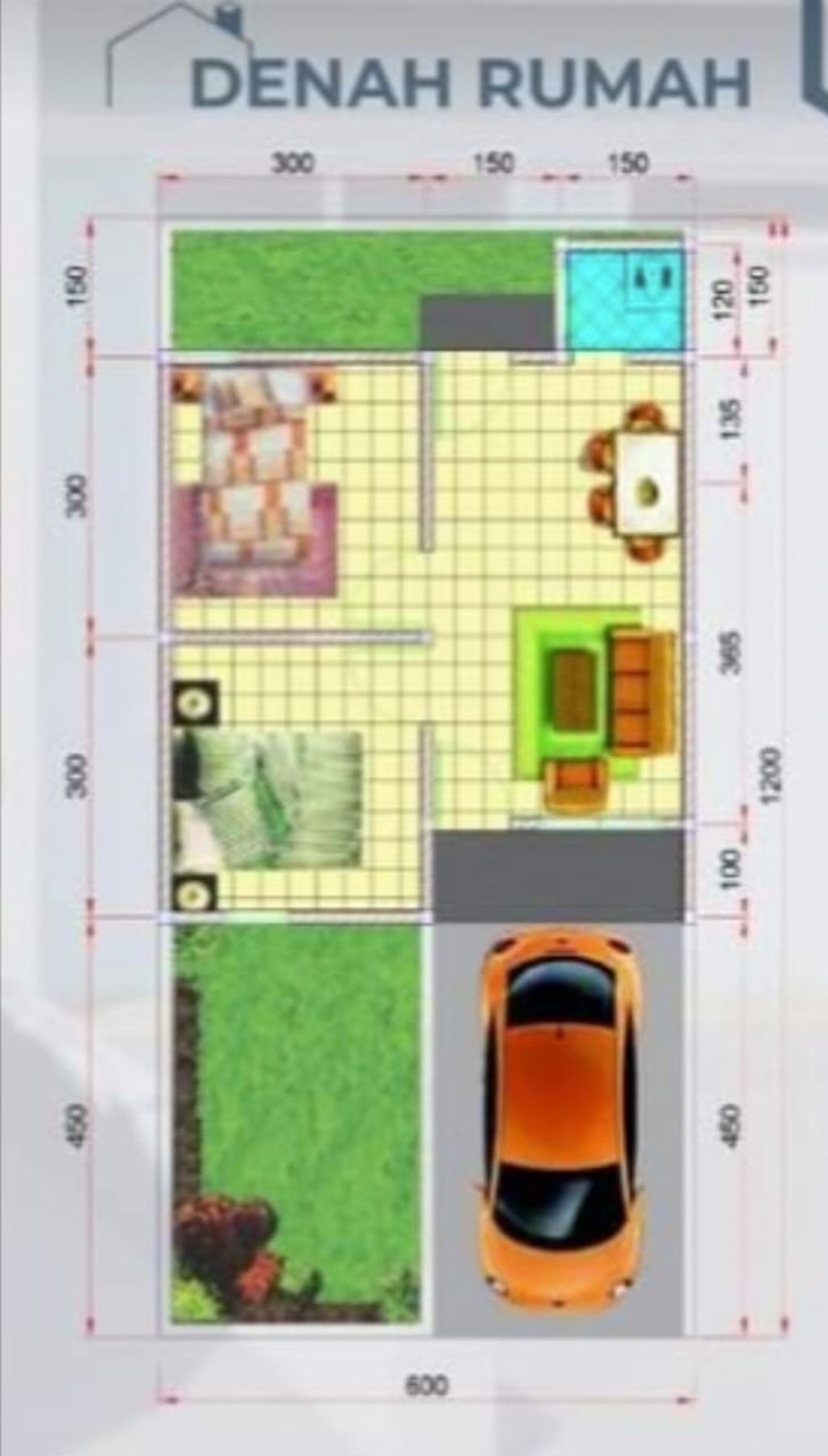 foto denah rumah tipe 36/72 perumahan BUMI BENTENG MAS 2