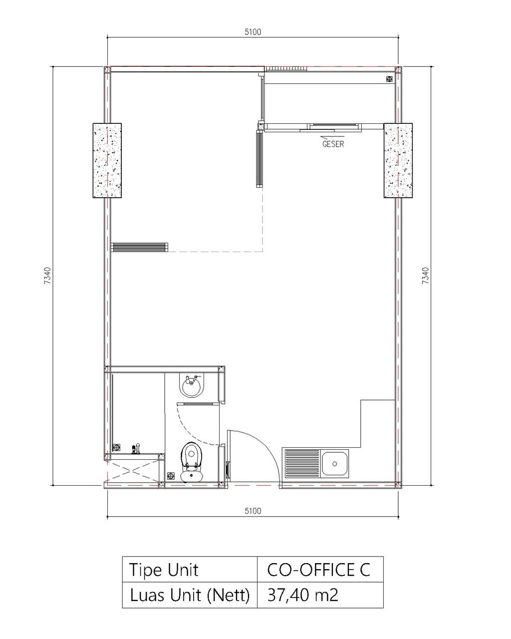 foto denah rumah tipe COFFICE C perumahan Bintaro Plaza Residence Tower Breeze