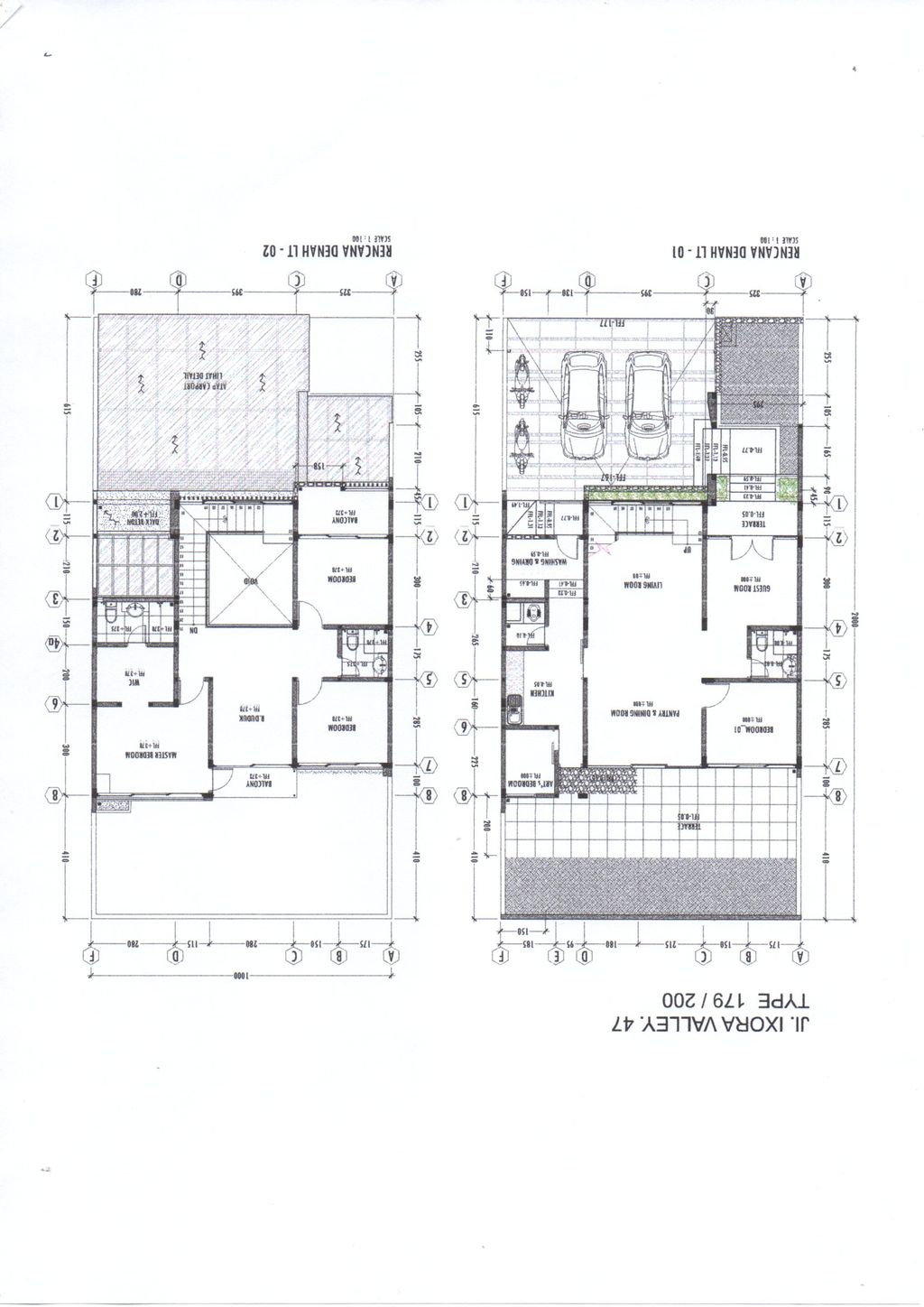 foto denah rumah tipe Ixora Valley 47 perumahan The Araya