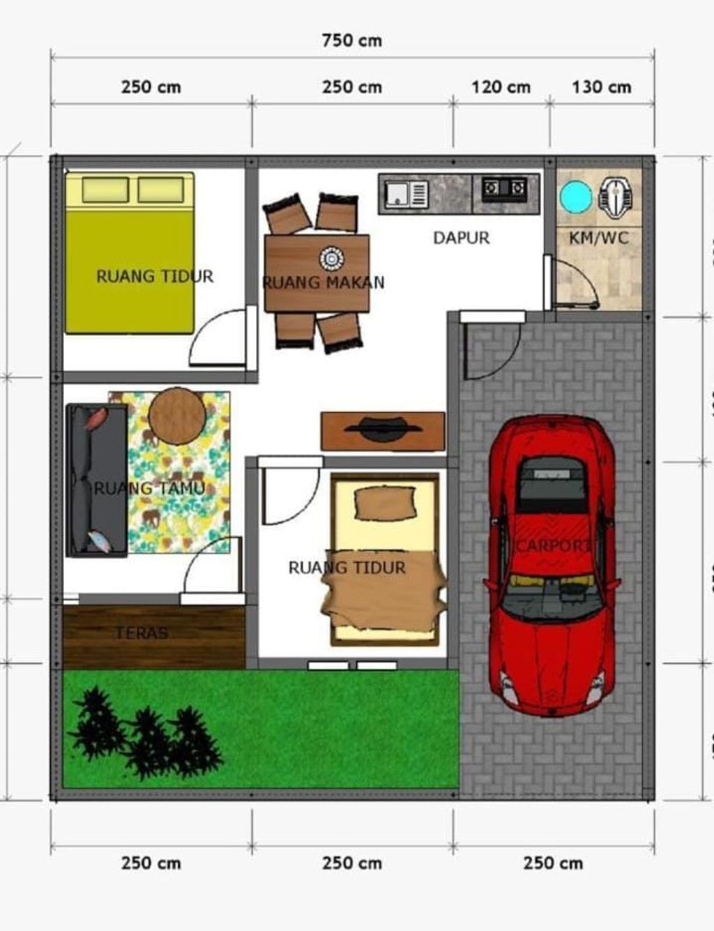 foto denah rumah tipe 36/74 perumahan PESONA AJISAKA BATUR LAND