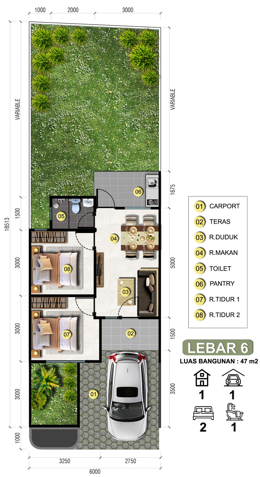 foto denah rumah tipe 47 ( MV XII 21) perumahan ISTANA REGENCY JATINANGOR