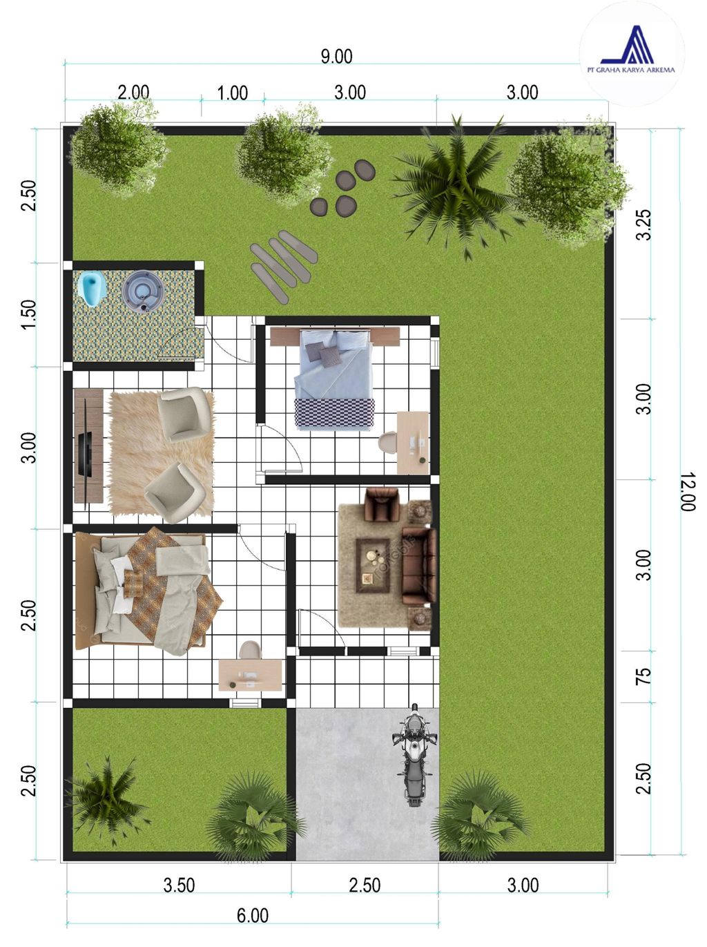 foto denah rumah tipe 36 perumahan Astana Ganesa