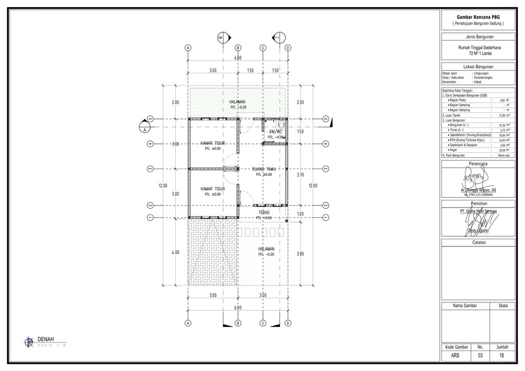 foto denah rumah tipe Subsidi 36/68 M perumahan PONDOK NONGKO RESIDENCE