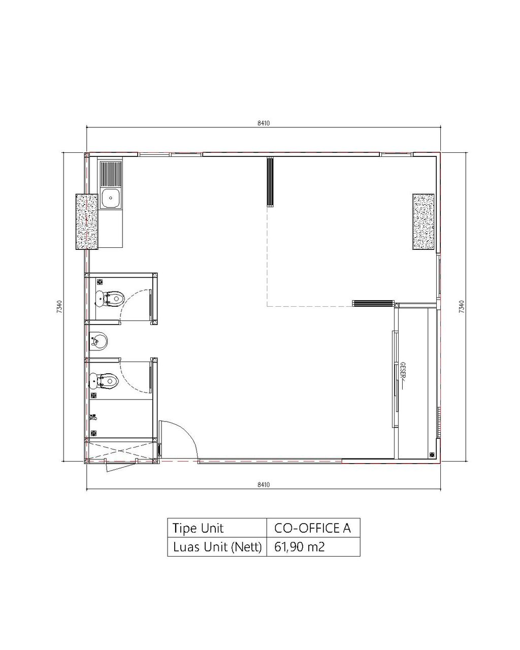 foto denah rumah tipe COFFICE A perumahan Bintaro Plaza Residence Tower Breeze