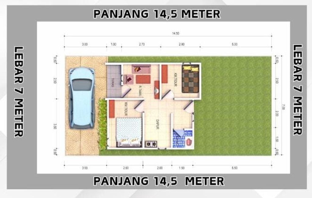 foto denah rumah tipe Ruby perumahan Centra Mahantas Land Shirka