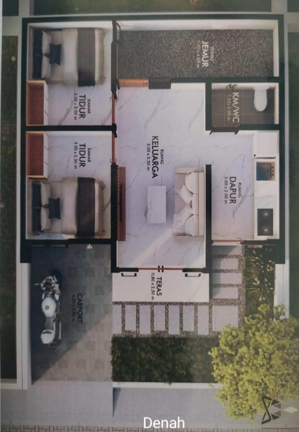 foto denah rumah tipe 36/70 perumahan Griya Pesona