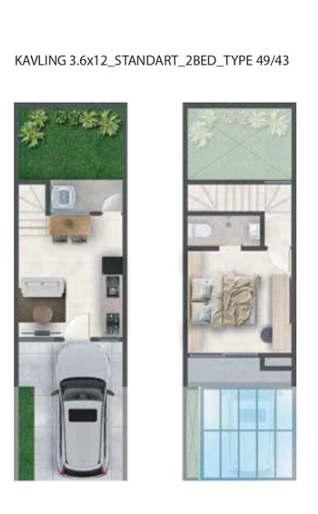 foto denah rumah tipe Lyve 49/43 perumahan The Araya