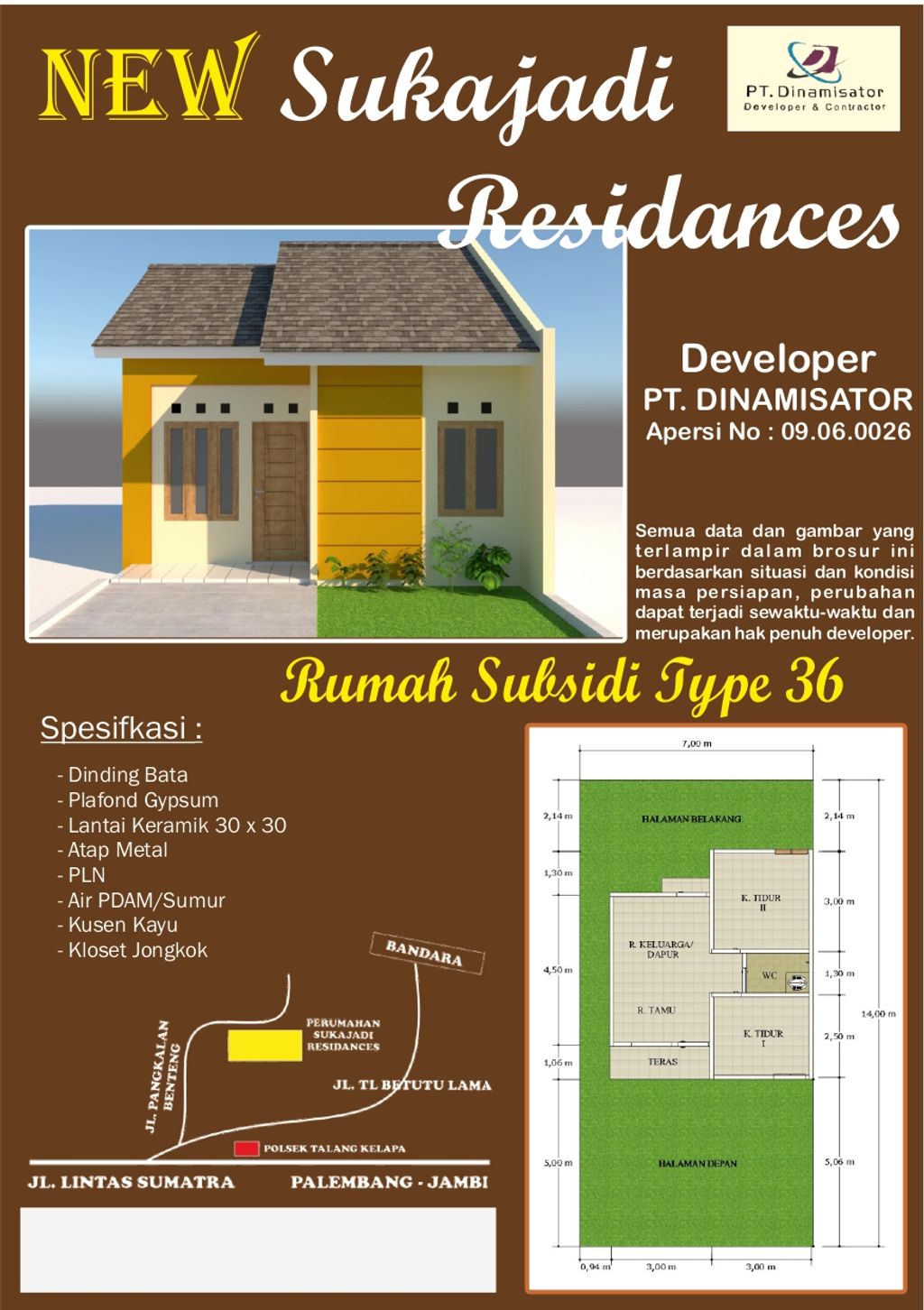 foto denah rumah tipe 36 perumahan PERUMAHAN SUKAJADI RESIDENCE
