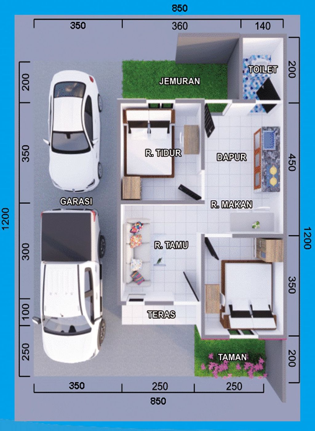 foto denah rumah tipe 36 perumahan PERMATA INDAH 3 TAHAP 4