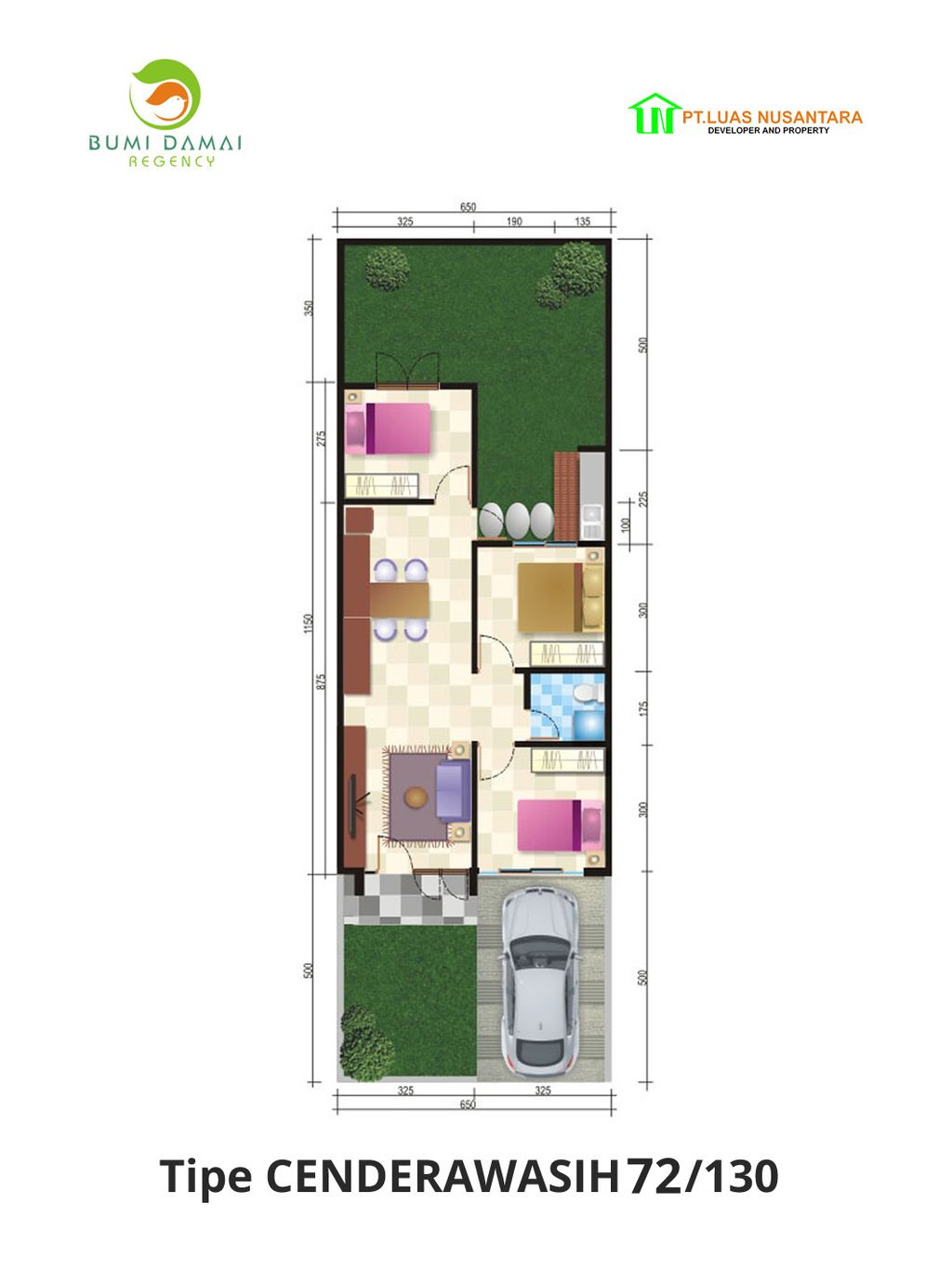 foto denah rumah tipe Cenderawasih 72 (2025) perumahan BUMI DAMAI REGENCY