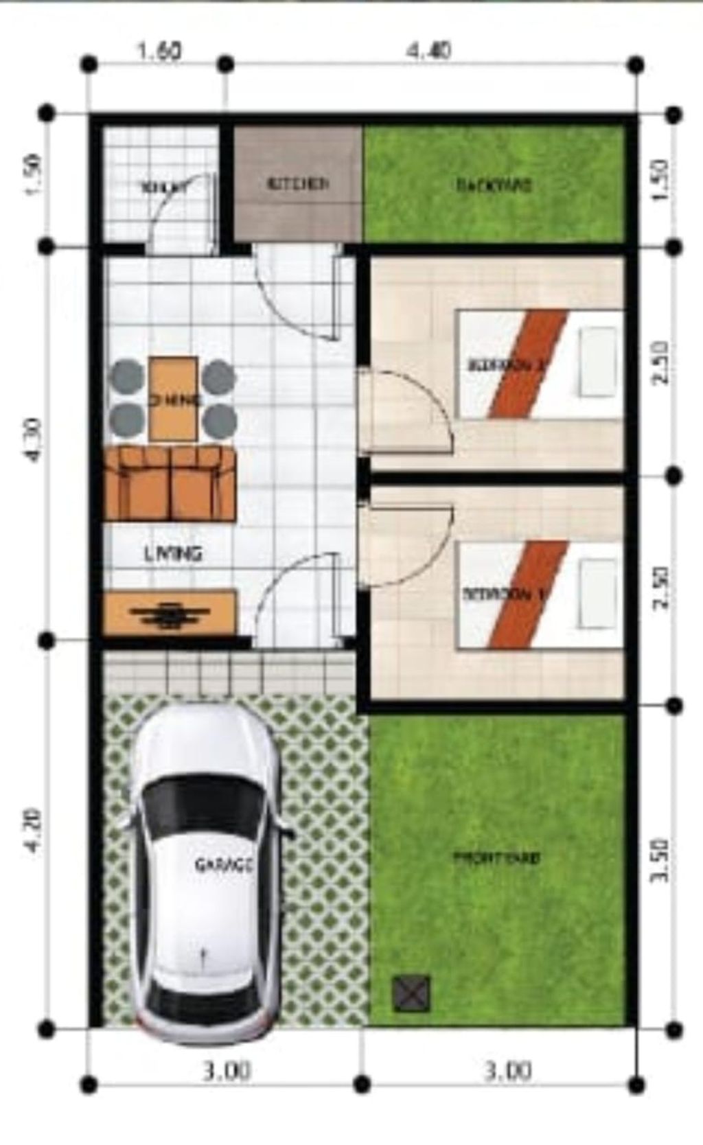 foto denah rumah tipe 30/60 perumahan GRAND EMERALD GARDEN