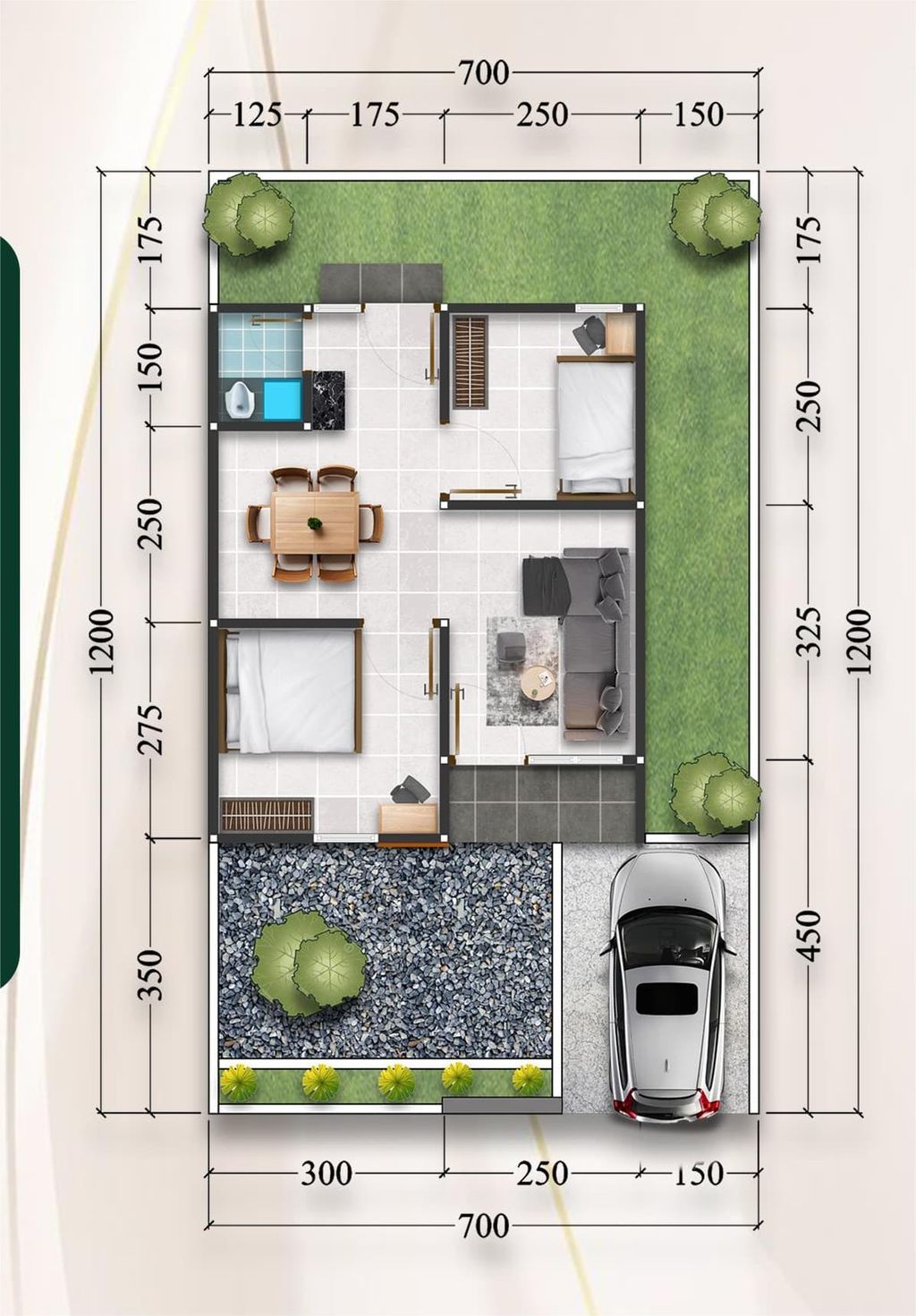 foto denah rumah tipe RSH 36 perumahan MARWA RESIDENCE