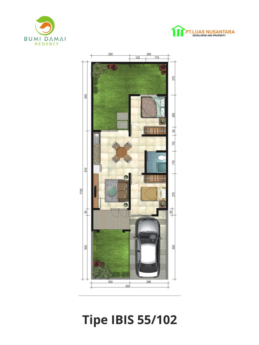 foto denah rumah tipe Ibis 55 (2025) perumahan BUMI DAMAI REGENCY