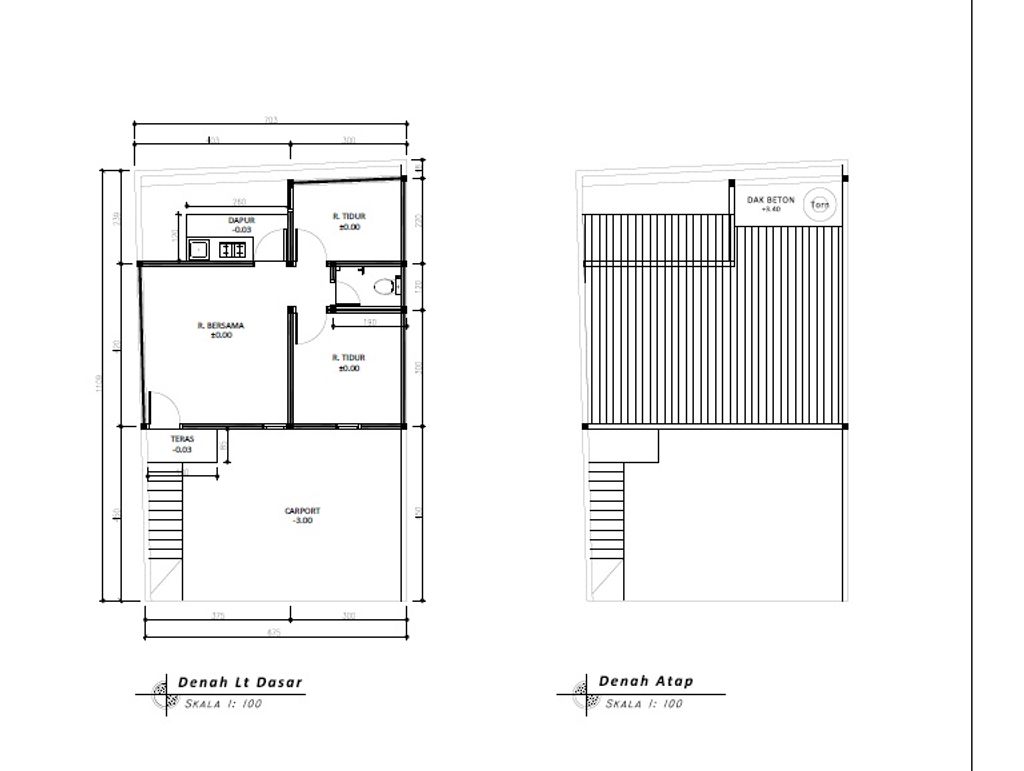foto denah rumah tipe 36 1 Lantai Kontur 3m (422) perumahan G-Land Padalarang Valley