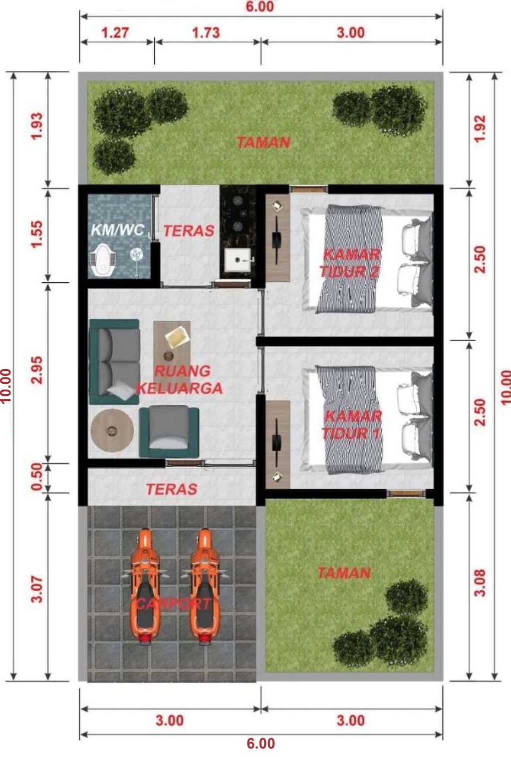 foto denah rumah tipe 30 perumahan Graha Bumi Rengging