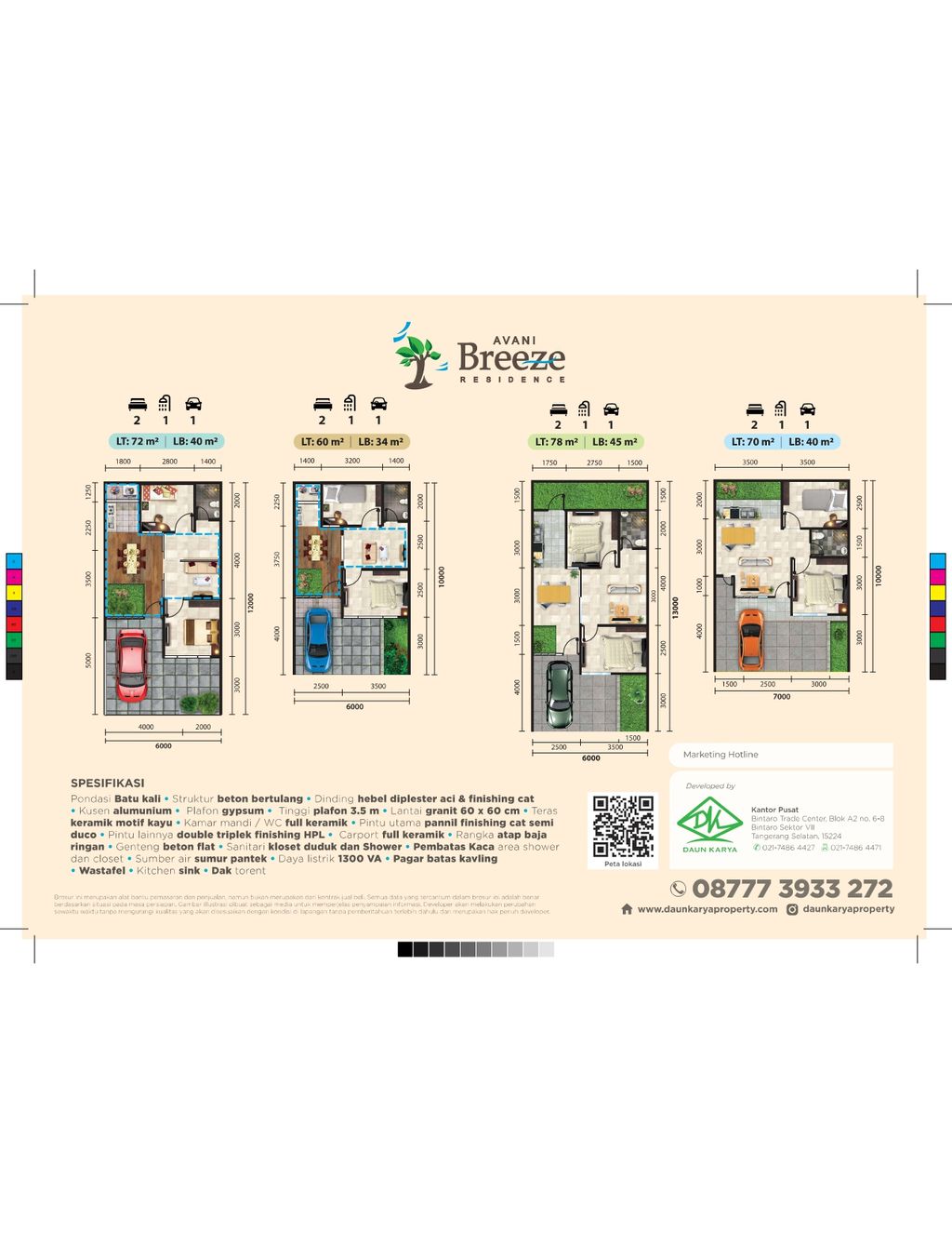 foto denah rumah tipe 34/60 perumahan Avani Breeze Residences