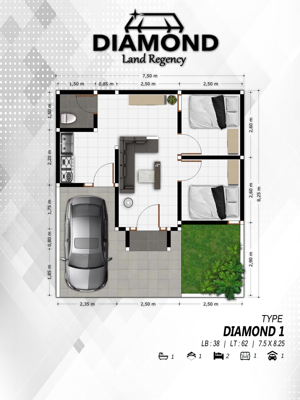 foto denah rumah tipe DL KOMERSIL perumahan DIAMOND LAND