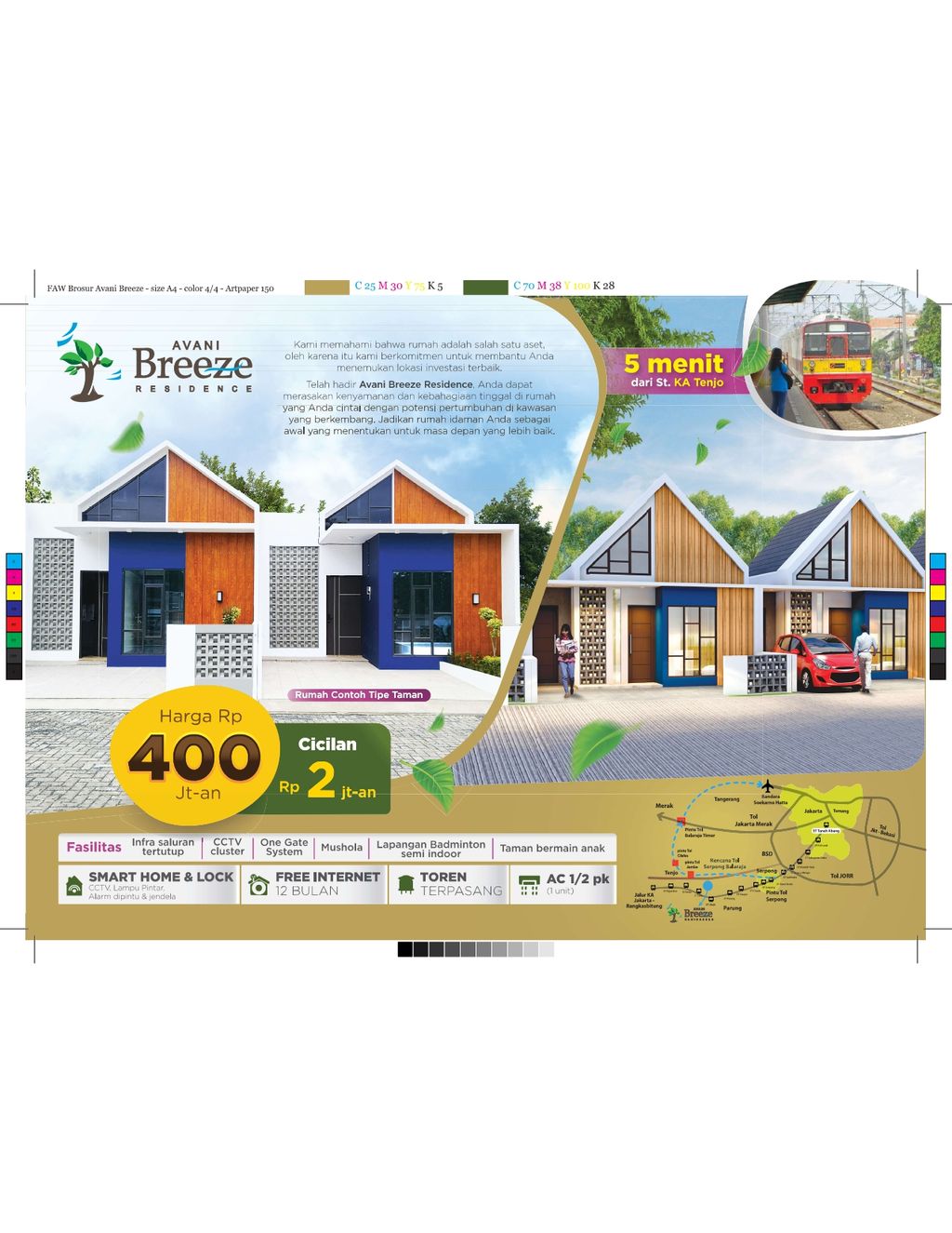 foto tampak rumah tipe 34/60 perumahan Avani Breeze Residences
